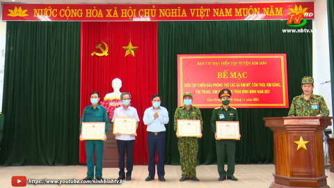 Kim Sơn tổ chức diễn tập chiến đấu ph&ograve;ng thủ cấp x&atilde; năm 2021