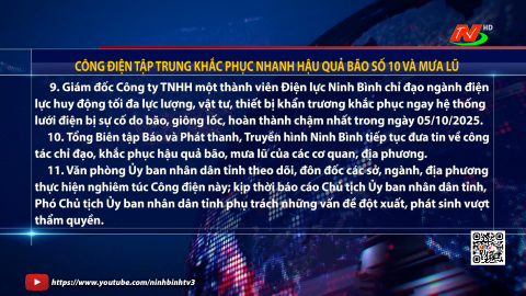 C&ocirc;ng điện tập trung khắc phục nhanh hậu quả b&atilde;o số 10 v&agrave; mưa lũ