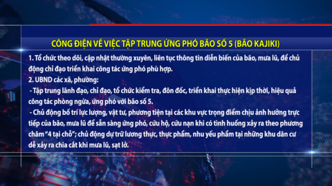 C&ocirc;ng điện về việc tập trung ứng ph&oacute; b&atilde;o số 5 ( B&atilde;o KAJIKI)