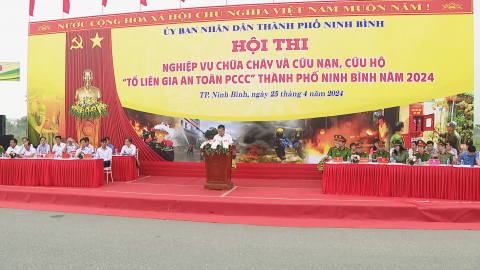 Hội thi chữa ch&aacute;y v&agrave; cứu nạn, cứu hộ &ldquo;Tổ li&ecirc;n gia an to&agrave;n ph&ograve;ng ch&aacute;y, chữa ch&aacute;y&rdquo; huyện Y&ecirc;n Kh&aacute;nh, Kim Sơn