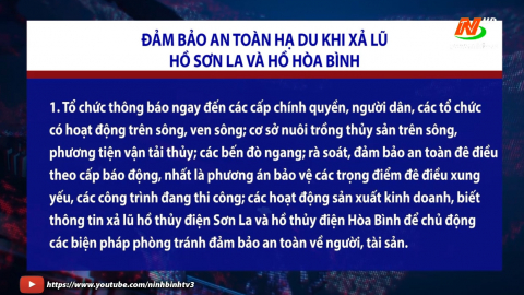 C&ocirc;ng văn  về việc đảm bảo an to&agrave;n hạ du khi xả lũ hồ Sơn La v&agrave; Hồ H&ograve;a B&igrave;nh
