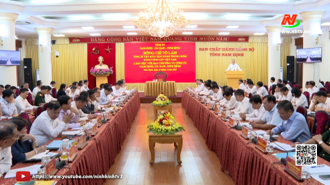 Đồng ch&iacute; Tổng B&iacute; thư T&ocirc; L&acirc;m l&agrave;m việc với Ban Thường vụ Tỉnh uỷ 3 tỉnh Nam Định - H&agrave; Nam - Ninh B&igrave;nh