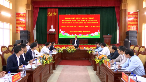 Đồng ch&iacute; B&iacute; thư Tỉnh ủy l&agrave;m việc với Thường trực Đảng ủy c&aacute;c x&atilde; Bắc L&yacute;, Nam Xang, L&yacute; Nh&acirc;n