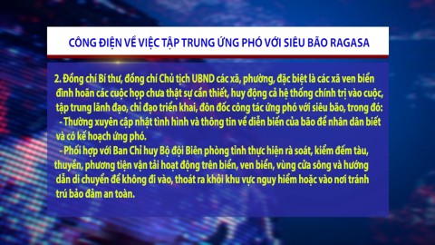 C&ocirc;ng điện số 10/CĐ-UBND của Chủ tịch UBND tỉnh Ninh B&igrave;nh về việc tập trung ứng ph&oacute; với si&ecirc;u b&atilde;o Ragasa.