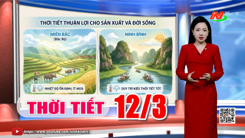 Dự b&aacute;o thời tiết khu vực tỉnh Ninh B&igrave;nh đ&ecirc;m 12, ng&agrave;y 13/3/2026
