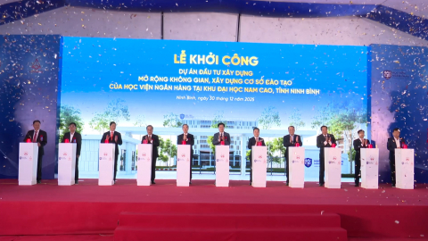 Lễ khởi c&ocirc;ng Dự &aacute;n Đầu tư x&acirc;y dựng mở rộng kh&ocirc;ng gian, x&acirc;y dựng cơ sở đ&agrave;o tạo của Học viện Ng&acirc;n h&agrave;ng tại Khu Đại học Nam Cao