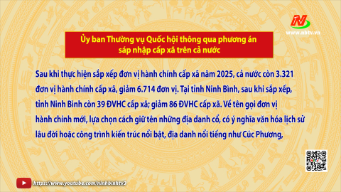 Ủy ban Thường vụ Quốc hội th&ocirc;ng qua phương &aacute;n s&aacute;p nhập cấp x&atilde; tr&ecirc;n cả nước
