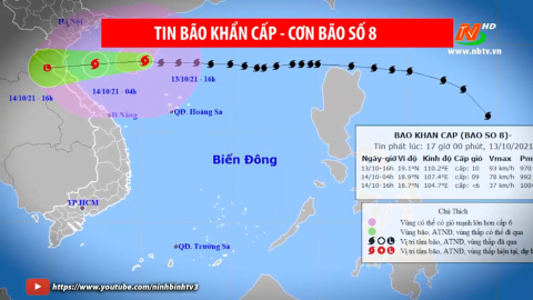 Tin b&atilde;o khẩn cấp - Cơn b&atilde;o số 8 - Cập nhật 16h ng&agrave;y 13/10/2021