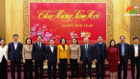 Đồng ch&iacute; Ph&oacute; Trưởng Ban Tổ chức Trung ương Nguyễn Thị Thanh ch&uacute;c Tết tỉnh Ninh B&igrave;nh