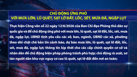 Chủ động ứng ph&oacute; với mưa lớn, lũ qu&eacute;t, sạt lở đất, lốc, s&eacute;t, mưa đ&aacute;, ngập lụt