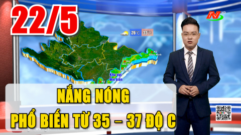  Dự b&aacute;o thời tiết đ&ecirc;m 21/5, ng&agrave;y 22/5 | C&oacute; nơi nắng n&oacute;ng gay gắt. Nhiệt độ cao nhất từ 35 &ndash; 37 độ C.