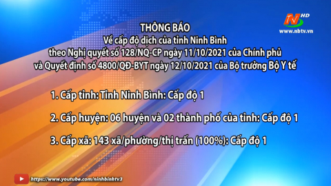 Th&ocirc;ng b&aacute;o về cấp độ dịch của tỉnh Ninh B&igrave;nh