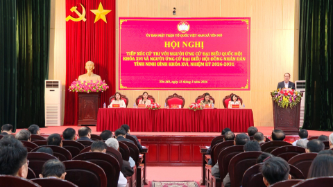 Tiếp x&uacute;c giữa người ứng cử đại biểu Quốc hội, đại biểu Hội đồng nh&acirc;n d&acirc;n tỉnh với cử tri c&aacute;c x&atilde; Y&ecirc;n M&ocirc;, Y&ecirc;n Từ