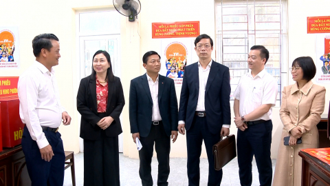 Đồng ch&iacute; Ph&oacute; B&iacute; thư Thường trực Tỉnh ủy Đinh Thị Lụa kiểm tra c&ocirc;ng t&aacute;c bầu cử