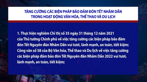 Tăng cường c&aacute;c biện ph&aacute;p bảo đảm đ&oacute;n Tết nh&acirc;m Dần trong hoạt động văn h&oacute;a, thể thao v&agrave; du lịch