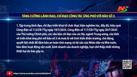 Tăng cường l&atilde;nh đạo, chỉ đạo c&ocirc;ng t&aacute;c ứng ph&oacute; với b&atilde;o số 3