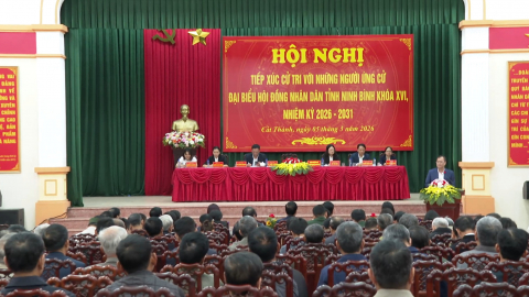 Tiếp x&uacute;c giữa cử tri với người ứng cử đại biểu HĐND tỉnh Ninh B&igrave;nh kh&oacute;a XVI tại x&atilde; C&aacute;t Th&agrave;nh