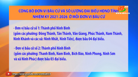 C&ocirc;ng bố đơn vị bầu cử v&agrave; số lượng đại biểu HĐND tỉnh nhiệm kỳ 2021 - 2026 ở mỗi đơn vị bầu cử