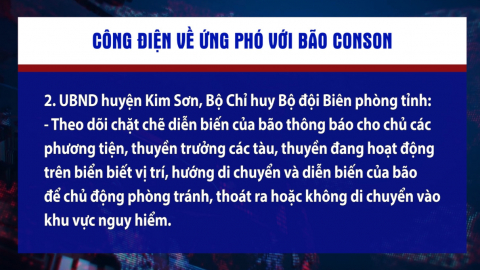 C&ocirc;ng điện của Ban Chỉ huy PCTT&TKCN tỉnh Ninh B&igrave;nh về ứng ph&oacute; với b&atilde;o CONSON.