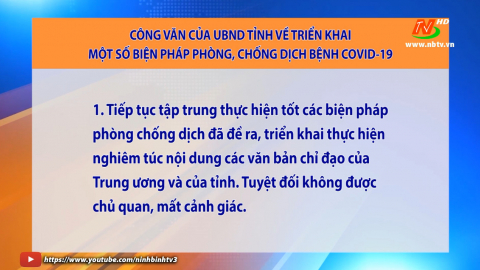 C&ocirc;ng văn của UBND tỉnh về ph&ograve;ng, chống dịch COVID-19
