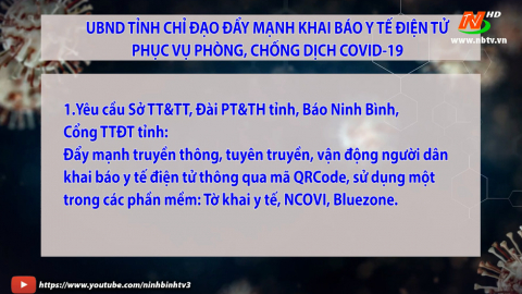 C&ocirc;ng văn UBND tỉnh chỉ đạo đẩy mạnh khai b&aacute;o Y tế điện tử phục vụ ph&ograve;ng chống, dịch Covid-19.