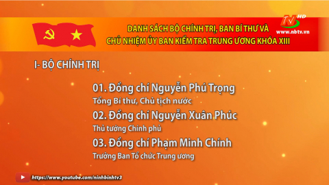 Danh s&aacute;ch Bộ Ch&iacute;nh trị, Ban B&iacute; thư v&agrave; Chủ nhiệm Ủy ban Kiểm tra Trung ương kh&oacute;a XIII
