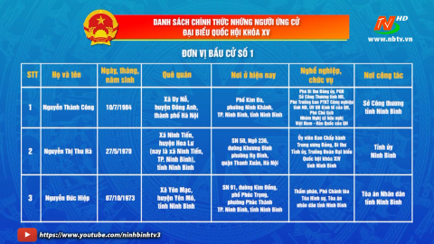 Danh s&aacute;ch ch&iacute;nh thức những người ứng cử đại biểu Quốc hội kh&oacute;a XV v&agrave; Đại biểu HĐND c&aacute;c cấp nhiệm kỳ 2021-2026