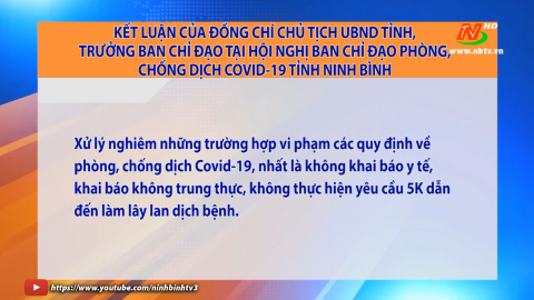Kết luận của đồng ch&iacute; Chủ tịch UBND tỉnh, trưởng ban chỉ đạo tại hội nghị ban chỉ đạo ph&ograve;ng, chống Covid-19 tỉnh Ninh B&igrave;nh