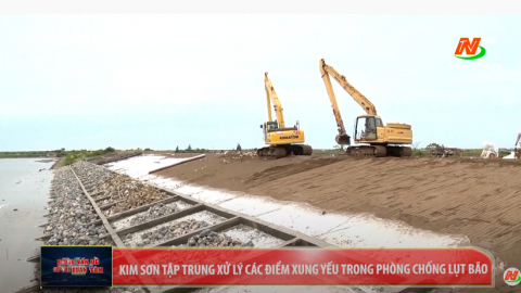 Kim Sơn tập trung xử l&yacute; c&aacute;c điểm xung yếu trong ph&ograve;ng chống lụt b&atilde;o