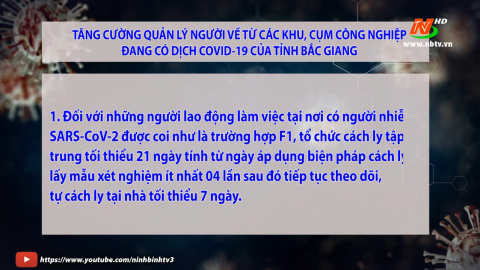 Tăng cường quản l&yacute; người về từ c&aacute;c khu, cụm c&ocirc;ng nghiệp đang c&oacute; dịch Covid-19 của tỉnh Bắc Giang