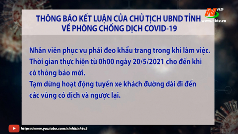 Th&ocirc;ng b&aacute;o Kết luận của Chủ tịch UBND tỉnh về ph&ograve;ng chống dịch Covid-19 