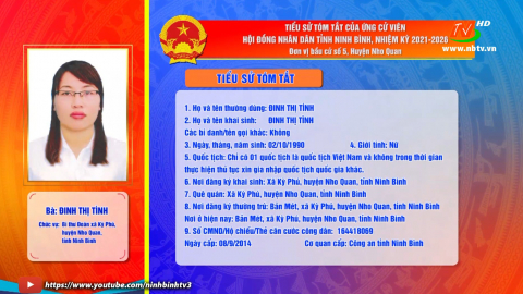 Tiểu sử t&oacute;m tắt v&agrave; chương tr&igrave;nh h&agrave;nh động của b&agrave; Đinh Thị T&igrave;nh - Ứng cử vi&ecirc;n ĐB HĐND tỉnh, đơn vị bầu cử số 5