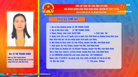 Tiểu sử t&oacute;m tắt v&agrave; chương tr&igrave;nh h&agrave;nh động của b&agrave; L&ecirc; Thị Thanh Xu&acirc;n - Ứng cử vi&ecirc;n ĐB HĐND tỉnh, đơn vị bầu cử số 14.