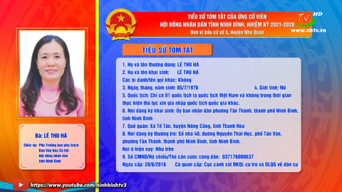Tiểu sử t&oacute;m tắt v&agrave; chương tr&igrave;nh h&agrave;nh động của b&agrave; L&ecirc; Thu H&agrave; - Ứng cử vi&ecirc;n ĐB HĐND tỉnh, đơn vị bầu cử số 5