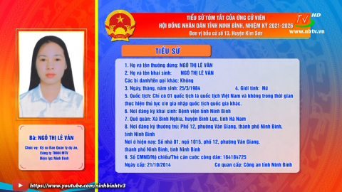 Tiểu sử t&oacute;m tắt v&agrave; chương tr&igrave;nh h&agrave;nh động của b&agrave; Ng&ocirc; Thị L&ecirc; V&acirc;n - Ứng cử vi&ecirc;n ĐB HĐND tỉnh, đơn vị bầu cử số 13