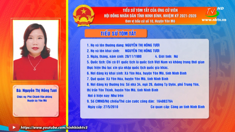 Tiểu sử t&oacute;m tắt v&agrave; chương tr&igrave;nh h&agrave;nh động của b&agrave; Nguyễn Thị Hồng Tươi - Ứng cử vi&ecirc;n ĐB HĐND tỉnh, đơn vị bầu cử số 10.