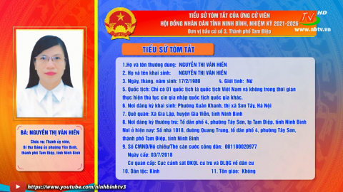 Tiểu sử t&oacute;m tắt v&agrave; chương tr&igrave;nh h&agrave;nh động của b&agrave; Nguyễn Thị V&acirc;n Hiền - Ứng cử vi&ecirc;n ĐB HĐND tỉnh, đơn vị bầu cử số 3.