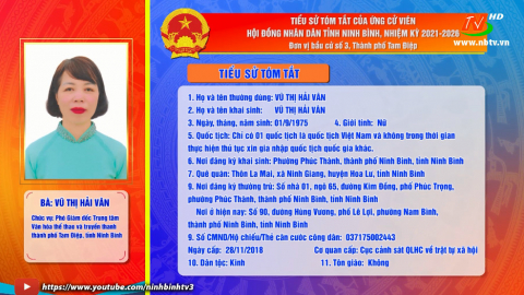 Tiểu sử t&oacute;m tắt v&agrave; chương tr&igrave;nh h&agrave;nh động của b&agrave; Vũ Thị Hải V&acirc;n - Ứng cử vi&ecirc;n ĐB HĐND tỉnh, đơn vị bầu cử số 3.
