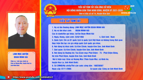 Tiểu sử t&oacute;m tắt v&agrave; chương tr&igrave;nh h&agrave;nh động của  Linh mục AnT&ocirc;n Đo&agrave;n Minh Hải  - Ứng cử vi&ecirc;n ĐB HĐND tỉnh, đơn vị bầu cử số 14.