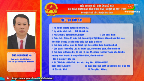 Tiểu sử t&oacute;m tắt v&agrave; chương tr&igrave;nh h&agrave;nh động của &ocirc;ng B&ugrave;i Ho&agrave;ng H&agrave; - Ứng cử vi&ecirc;n ĐB HĐND tỉnh, đơn vị bầu cử số 4.