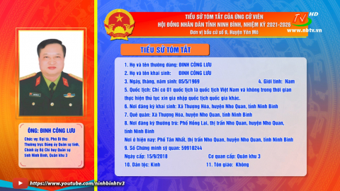 Tiểu sử t&oacute;m tắt v&agrave; chương tr&igrave;nh h&agrave;nh động của &ocirc;ng Đinh C&ocirc;ng Lưu - Ứng cử vi&ecirc;n ĐB HĐND tỉnh, đơn vị bầu cử số 9.