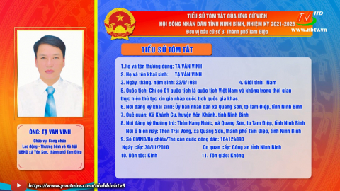Tiểu sử t&oacute;m tắt v&agrave; chương tr&igrave;nh h&agrave;nh động của &ocirc;ng Tạ Văn Vinh - Ứng cử vi&ecirc;n ĐB HĐND tỉnh, đơn vị bầu cử số 3.