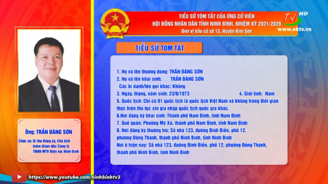  Tiểu sử t&oacute;m tắt v&agrave; chương tr&igrave;nh h&agrave;nh động của &ocirc;ng Trần Đăng Sơn - Ứng cử vi&ecirc;n ĐB HĐND tỉnh, đơn vị bầu cử số 13