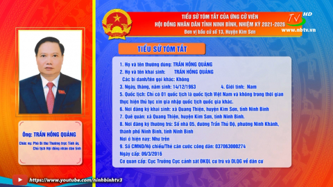  Tiểu sử t&oacute;m tắt v&agrave; chương tr&igrave;nh h&agrave;nh động của &ocirc;ng Trần Hồng Quảng - Ứng cử vi&ecirc;n ĐB HĐND tỉnh, đơn vị bầu cử số 13