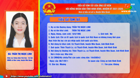 Tiểu sử t&oacute;m tắt v&agrave; chương tr&igrave;nh h&agrave;nh động của b&agrave; Trần Thị Ngọc Linh - Ứng cử vi&ecirc;n ĐB HĐND tỉnh, đơn vị bầu cử số 4.