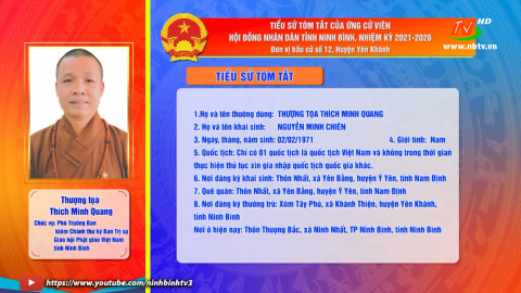 Tiểu sử t&oacute;m tắt v&agrave; chương tr&igrave;nh h&agrave;nh động của Thượng tọa Th&iacute;ch Minh Quang - Ứng cử vi&ecirc;n ĐB HĐND tỉnh, đơn vị bầu cử số 12